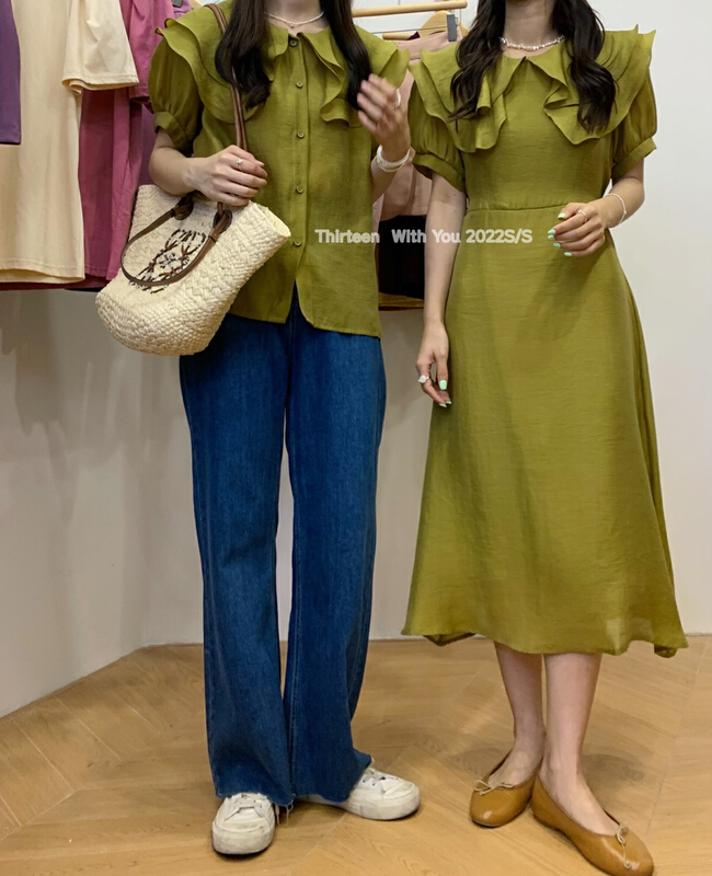[thirteen 13] Korean version baby neck gentle blouse 1195# XYY