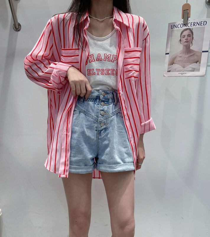 [I-D] Korean fashion shirt + letter printing suspender vest set ys8188# ll