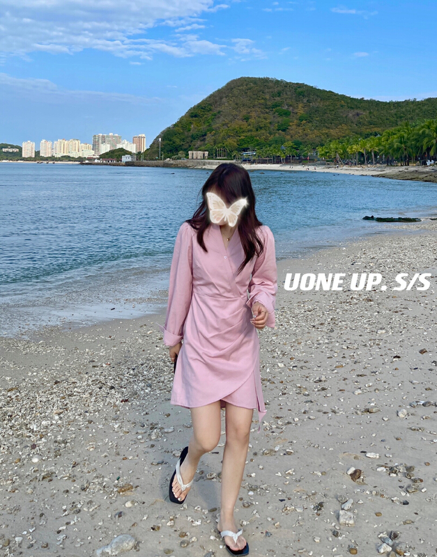 New year in early spring! [uone] Korean pleated wash cotton dress 98285# LSL