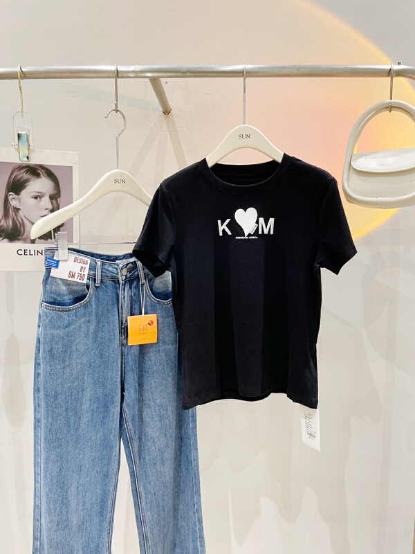 New year in early spring! [sun] crew neck versatile print short sleeve T-shirt 3626t# lwy