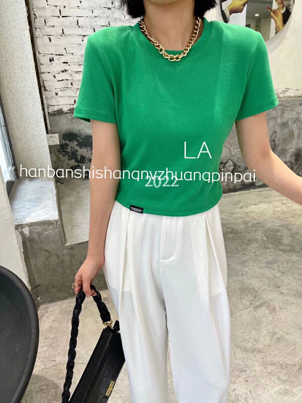 goods in stock! [laqssy] simple and versatile short sleeved T-shirt 8008# zyh