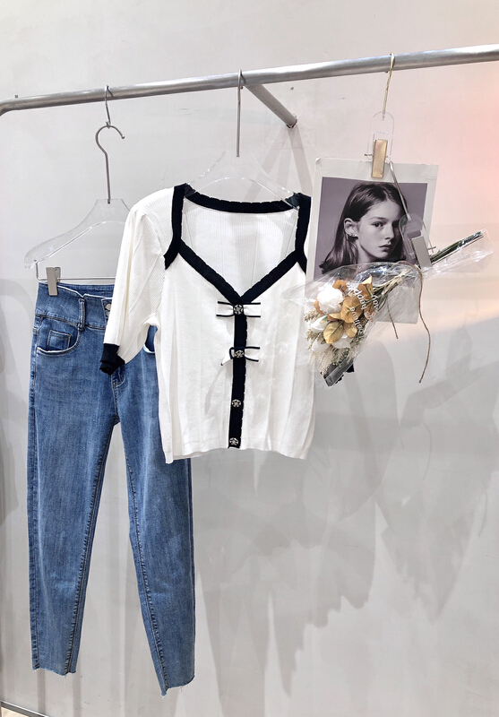 [sun] versatile color matching small fragrance style personalized shirt kr003# lwy