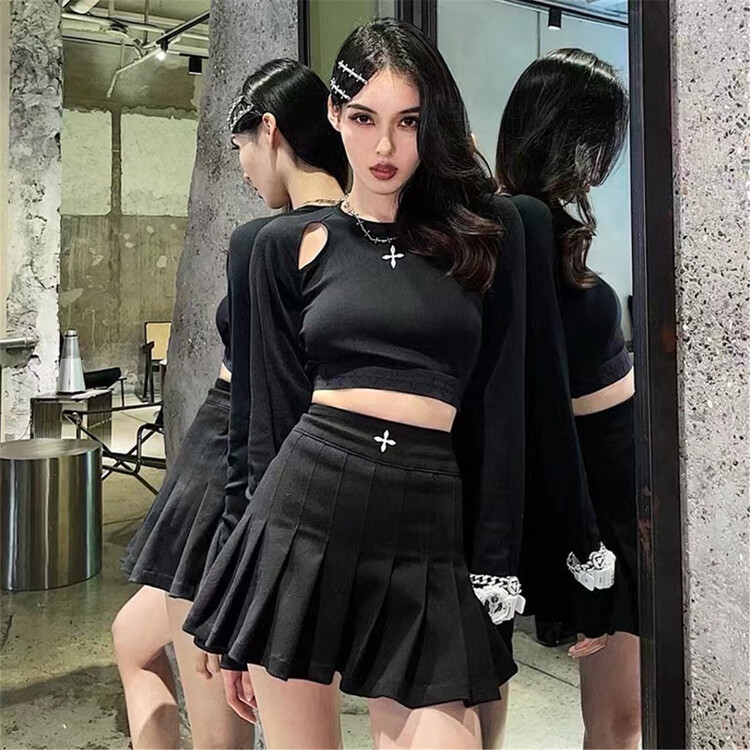 Early spring! [QIANJIAO] printed pleated short skirt 6685# PCZ