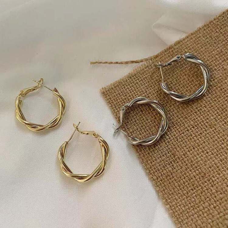 [inside] Korean style fried dough twist design simple Earrings (alloy) C-6 fried dough twist \zxl