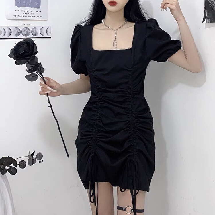 [Hello] square neck slim dress ys-6367# lwy