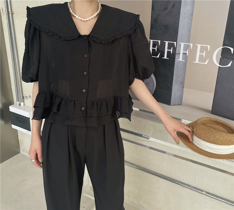 [open] baby collar wooden ear temperament blouse (only selling blouses) 3709# ozq