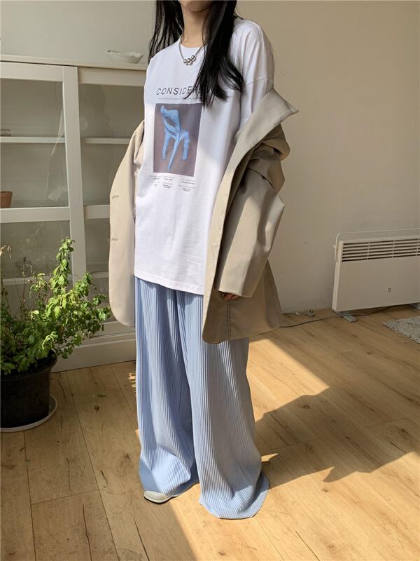 New year in early spring! [9hour] Elastic Waist Wide Leg loose casual pants 121u019# zxl