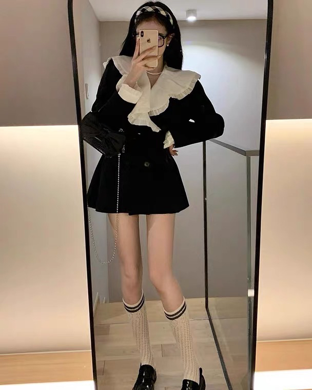 goods in stock! New year in early spring! [I do] large lapel temperament double breasted high-grade suit (with belt and doll collar) 6016# cqw