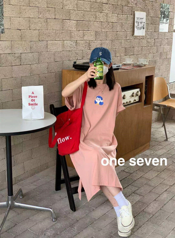 初夏上新!【ONE SEVEN】簡約寬鬆印花連衣裙  5011#  XYY