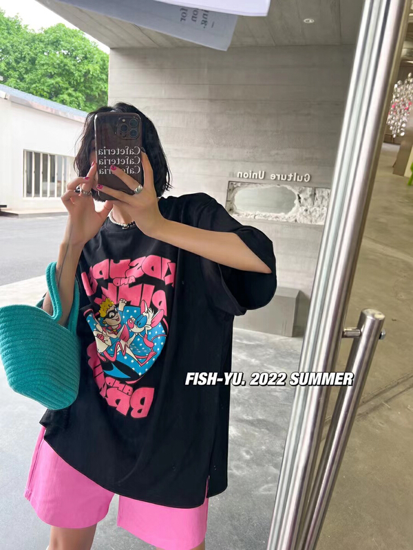 New in early summer! [fish Yu] Superman cartoon printed short sleeve T-shirt 22130# LSL