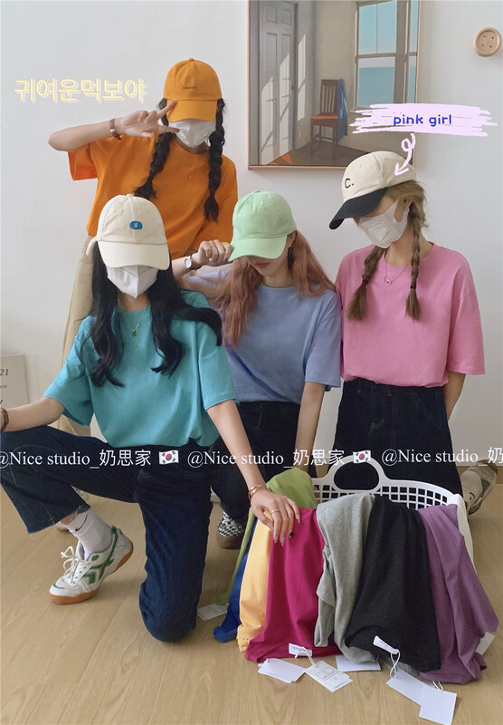 New year in early spring! [nice studio] crew neck Pullover solid short sleeve T-shirt (without shawl) 0581# zxl