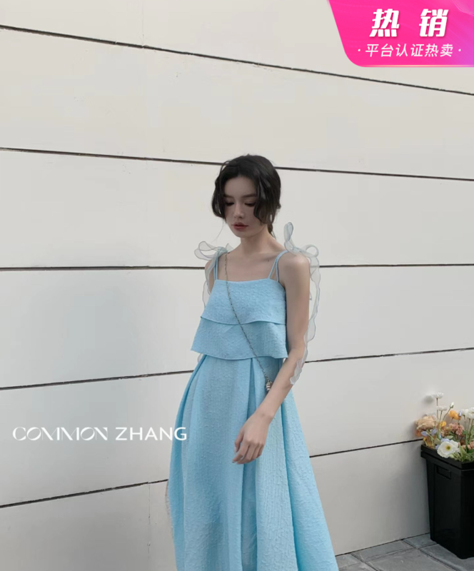 [CZ Zhang] fashionable and elegant strap suspender dress 62326# XYJ