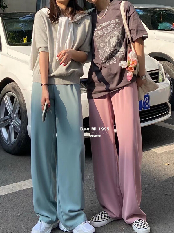 [Duomi] solid color versatile elastic waist casual pants 2380# zxl