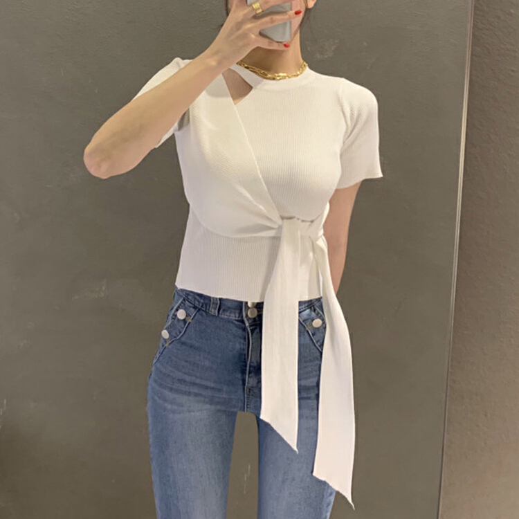 New in early summer! [X.C] temperament bandage ice silk casual sweater 308# WPL