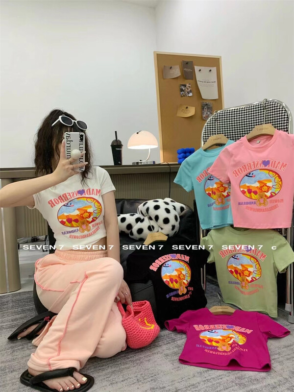 [seven 7] Korean print Pullover short sleeve T-shirt 8210# WTT
