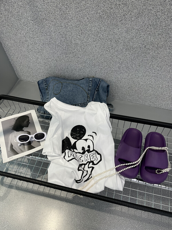 Original price 89.11! New in early summer! [bobo1972] Korean cartoon printed loose Pullover short sleeve T-shirt (only short sleeves) ay229516# ozq