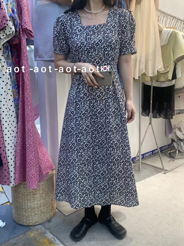 goods in stock! New in early summer! [AOT] Vintage square neck floral dress 7689# XYY