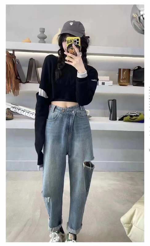 [darim] comfortable Korean jeans with holes w573# LSL