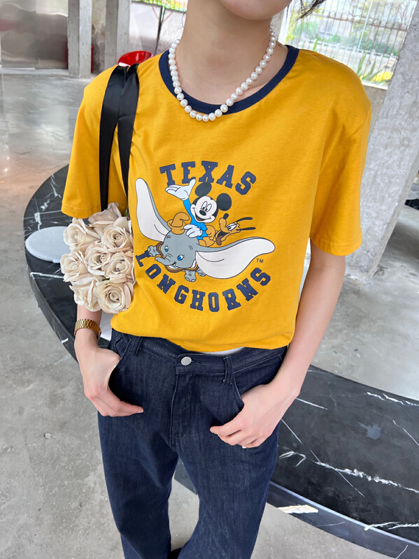 [bubble] Korean print Mickey Dumbo short sleeve T-shirt 22t082# ozq