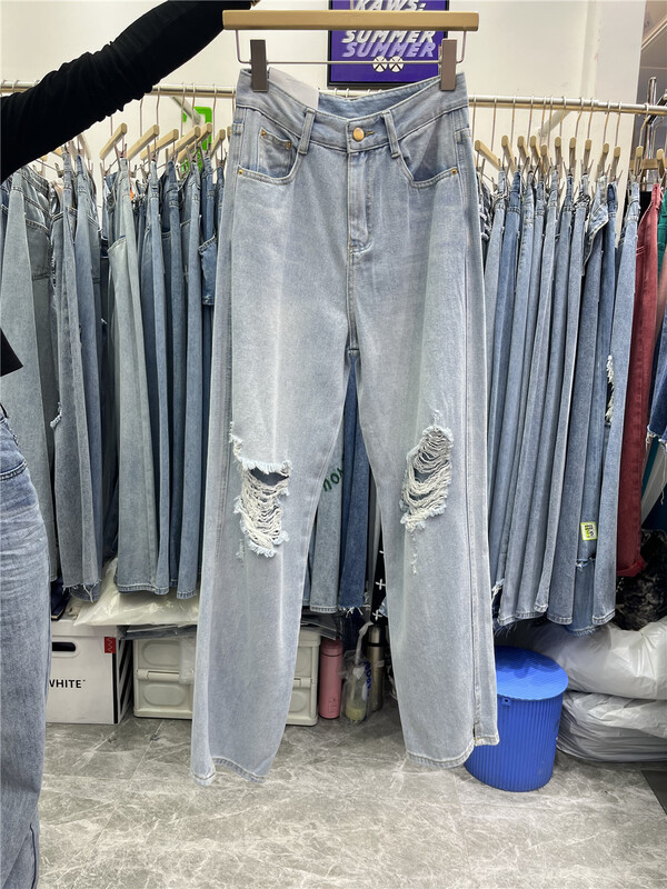 New in early summer! [TIMI] personalized fashion wear hole beggar jeans 6962# LSW