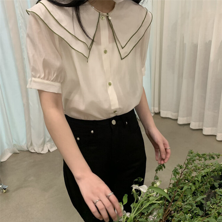 [ohhhh] Korean style soft wind big Lapel versatile small shirt 1392# CLS