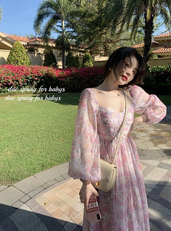New year in early spring! [w design] French square neck floral dress 37011# WPL