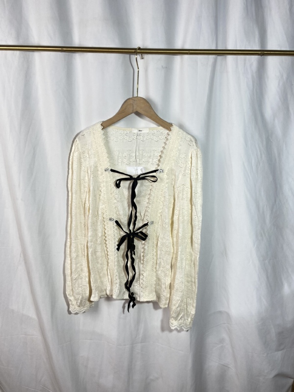 New in early summer! [yspy shop] Square Neck Lace Up Vintage shirt ys2-811# Cl