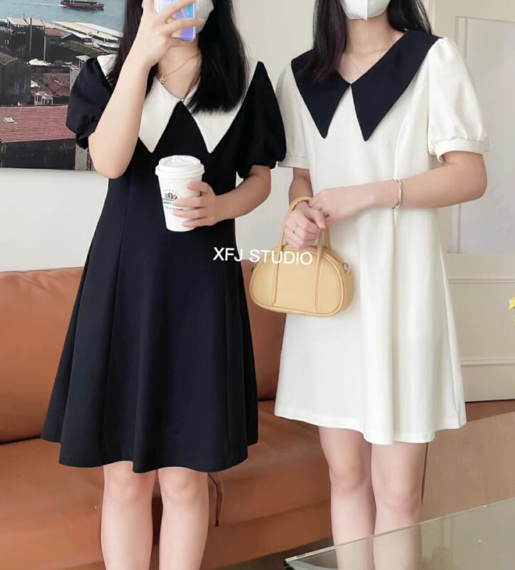 [xiaofanjia] French color blocking design dress 6168# LSW