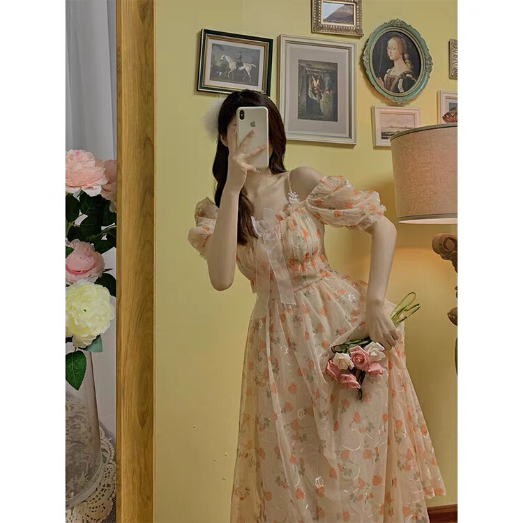 [Yingying new clothes] small fresh broken flower comfortable dress 7485# Cl