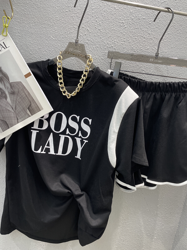 [FF. Studio] round neck short sleeve T-shirt + comfortable casual shorts two-piece set (excluding necklace) 6992# ozq