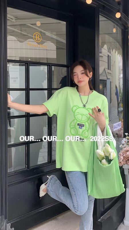 New year in early spring! [our] Korean stereo fried dough twist embroidered bear short sleeve T-shirt 6997\lsw