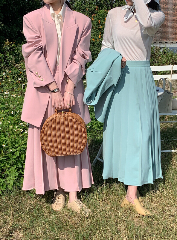 New year in early spring! [Hello September] pleated clear color casual skirt h201# CLS