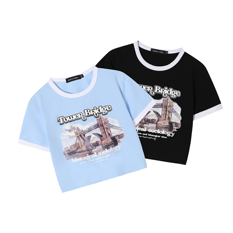 [heyhenry] printed round neck fashion short sleeve T-shirt n2575# CSX