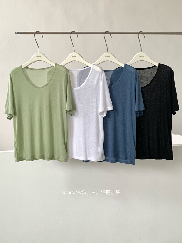 [T.G] simple solid color versatile short sleeve T-shirt 16536# cqw