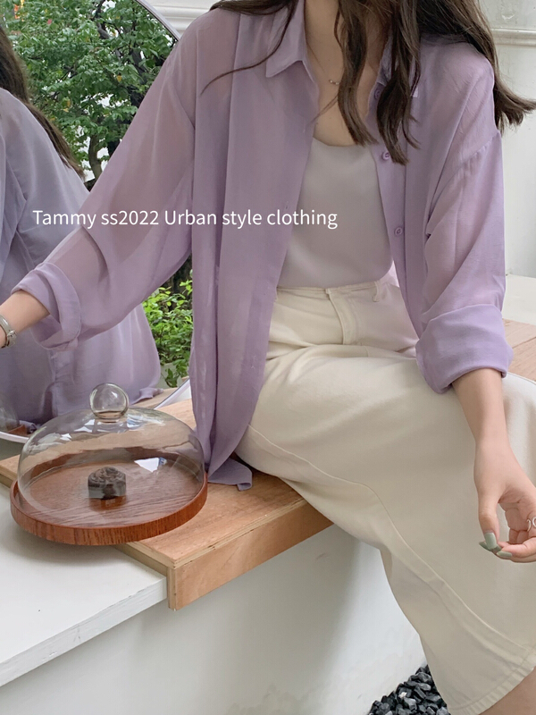 New in early summer! [Tammy] simple and loose long sleeve sunscreen shirt 62967# L