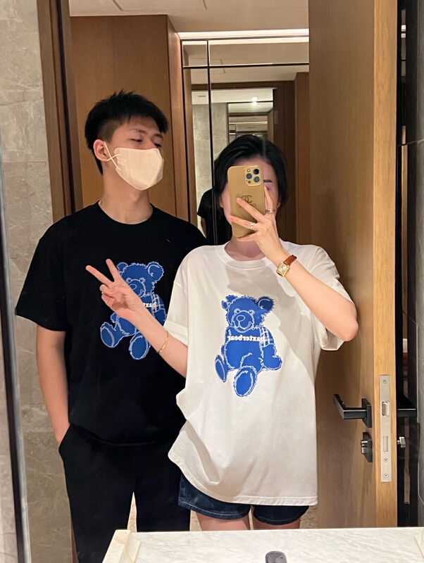 New in early summer! [ing] loose bear print short sleeve T-shirt 3847# ZZL
