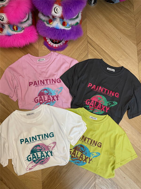 [rich Papa] Korean casual and versatile letter printed short sleeve T-shirt t285# zxx