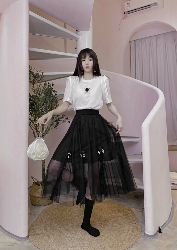 goods in stock! New in early summer! [twins] elastic simple floret short sleeve T-shirt 3057# hjy