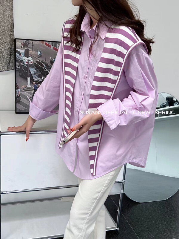 Early spring! [Susan] Korean clear color loose medium length shirt (without shawl) 577# LSW