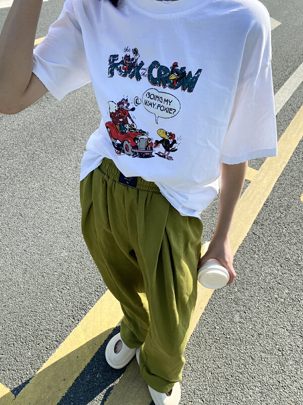 New year in early spring! [two percent] fox print Korean Short Sleeve T-shirt 9832# LSL