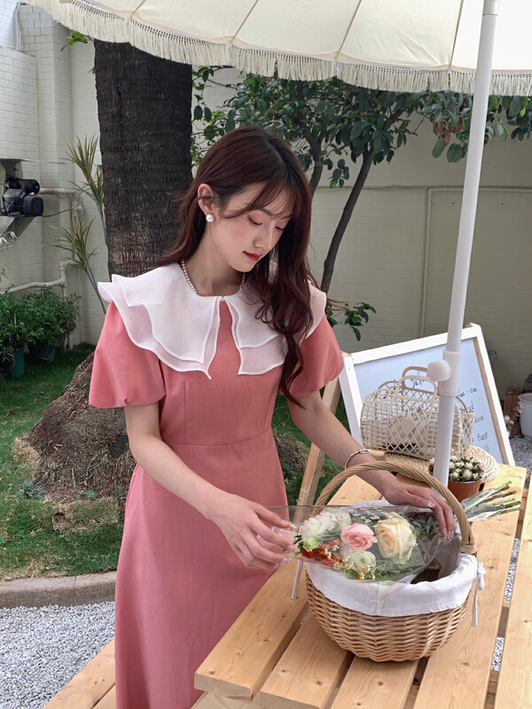 New in early summer! [as] gentle lotus leaf collar bubble sleeve dress ys1-6532# hjy