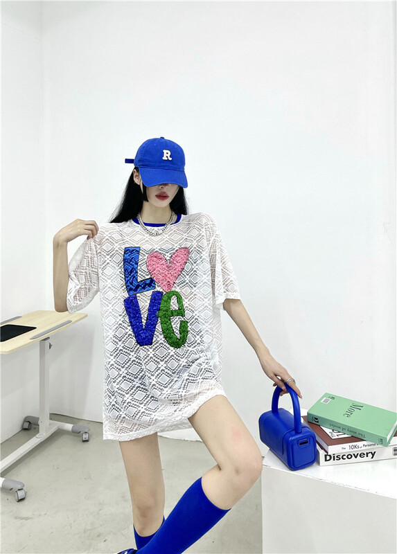 [3 + 2] Korean color contrast collar letter printed short sleeve T-shirt 3255# WPL