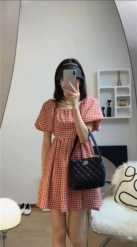 [Jerry house jelly house] waist closing temperament Plaid Dress 8956# HBx