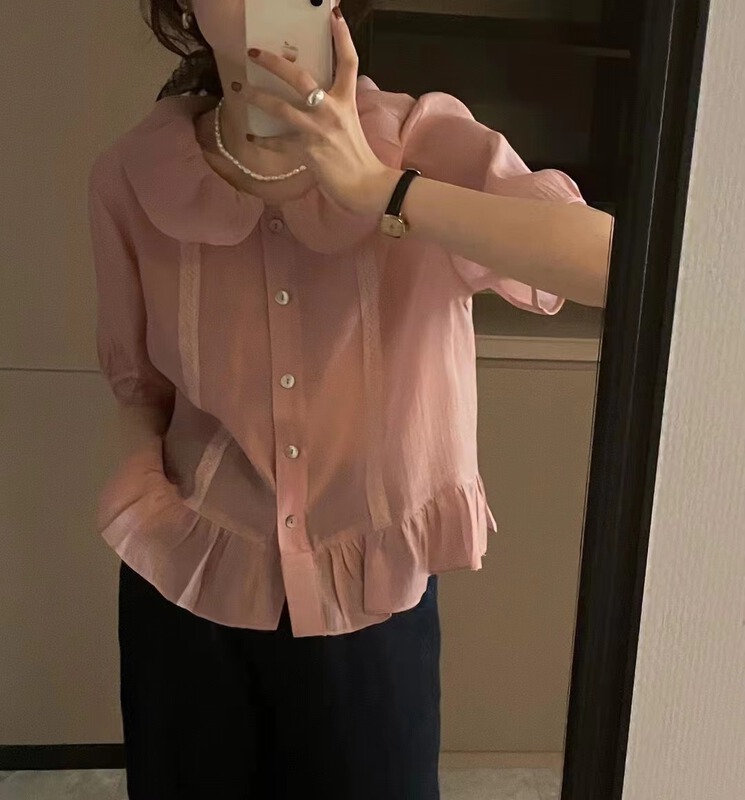 [m.zi studio] temperament aging baby collar shirt 5616# HBx