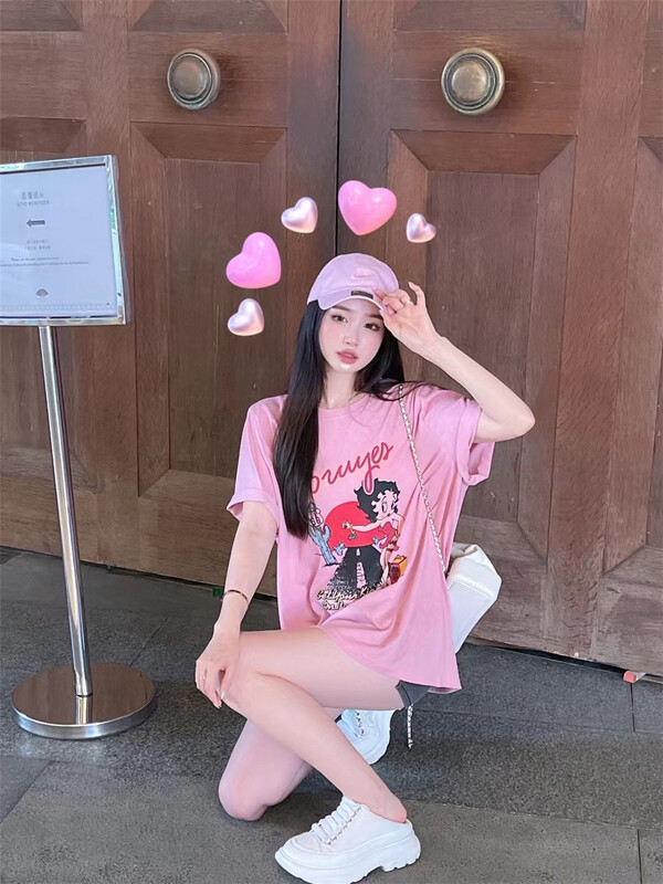[koumiya] Korean versatile Betty printed short sleeve T-shirt 6651# PCZ