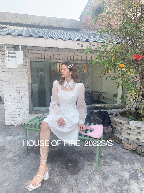 Original price 122.95! [huohuohuo huodres] design stitched yarn fluffy dress 22049# ozq