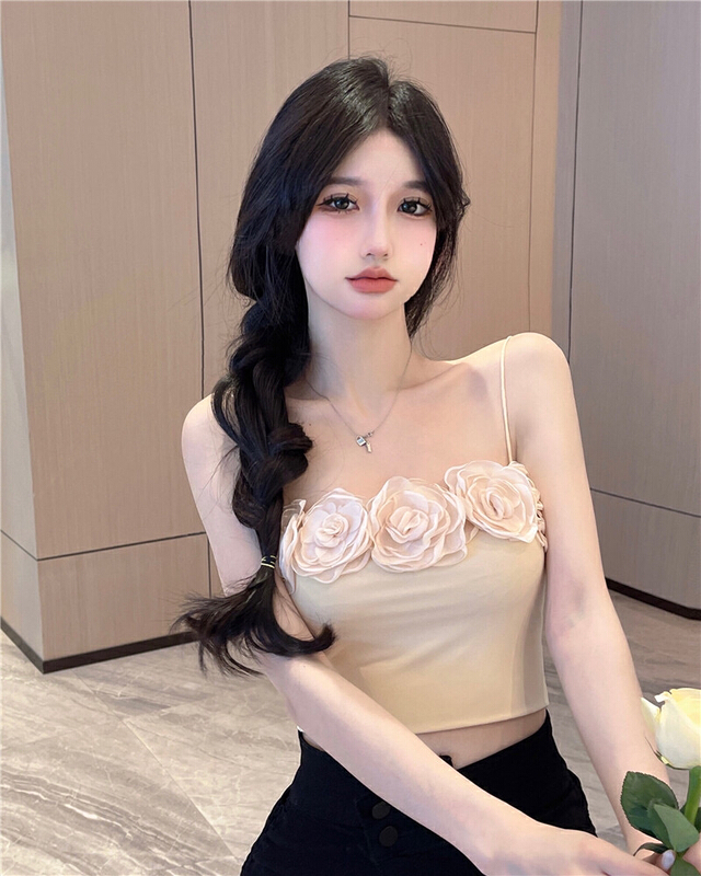 [Doudou family] pure desire for wind three-dimensional flower vest / sling 88321-1# CLS