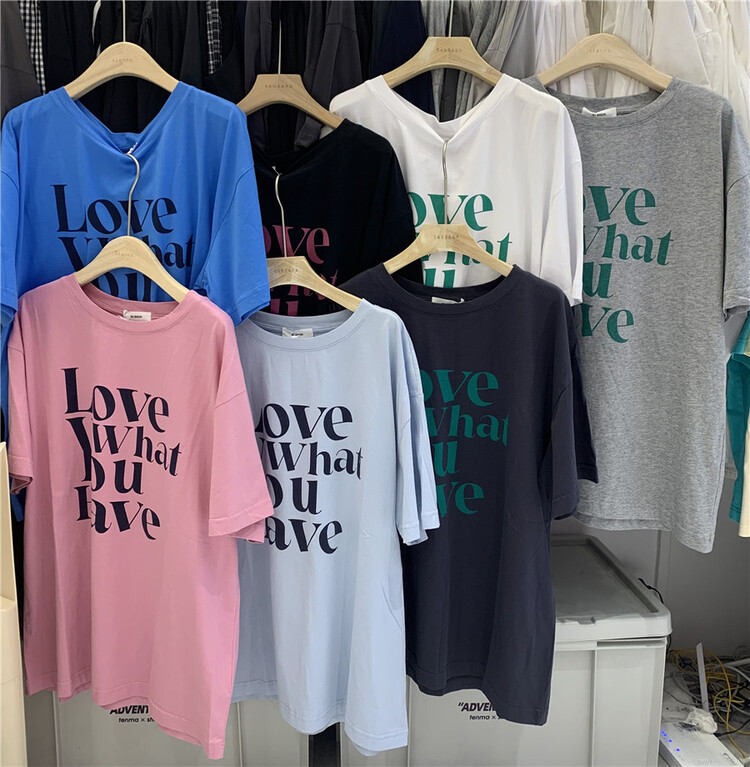 [sanbara] letter print loose short sleeve T-shirt 9538# LSW
