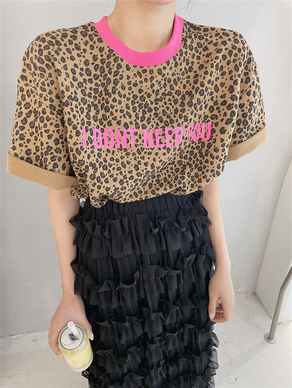 New in early summer! [rich] leopard print casual versatile short sleeve T-shirt 77783# zyh