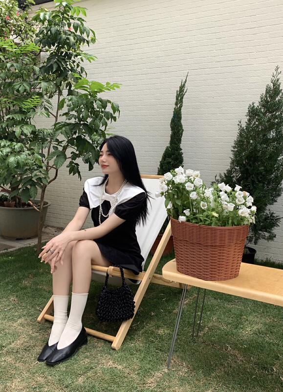 New in early summer! [from. V] hanbok contrast large lapel dress 6632# L